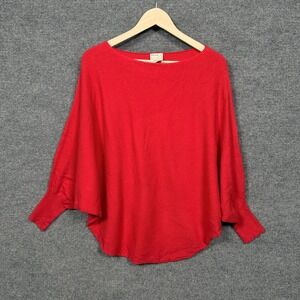 Kerisma Womens Size M/L Batwing Sweater Red Knit Boat Neck Dolman Sleeves Cozy